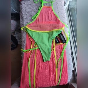 NWT 3 Piece Neon Mesh Set